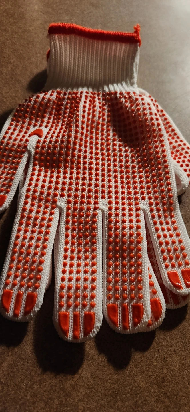 White and Orange Grip Gloves