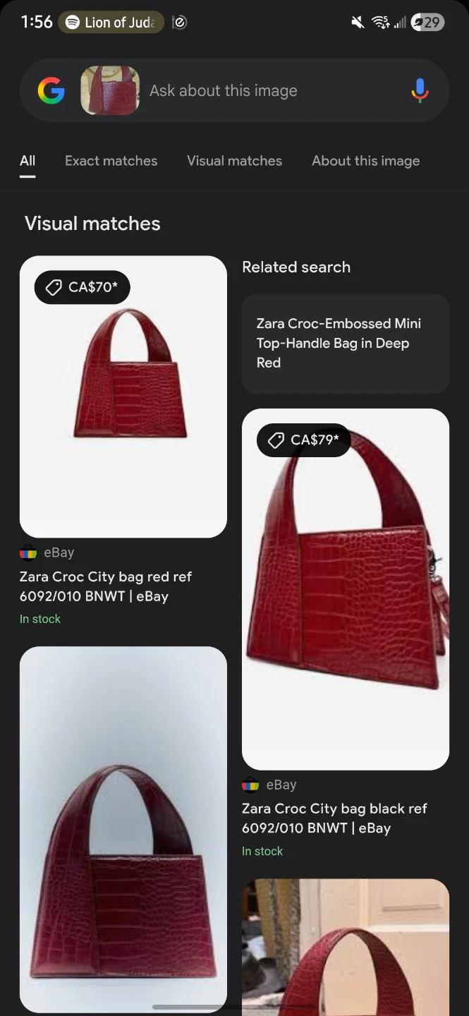 Zara Red Crocodile Embossed Handbag with Shoulder Strap - photo 5