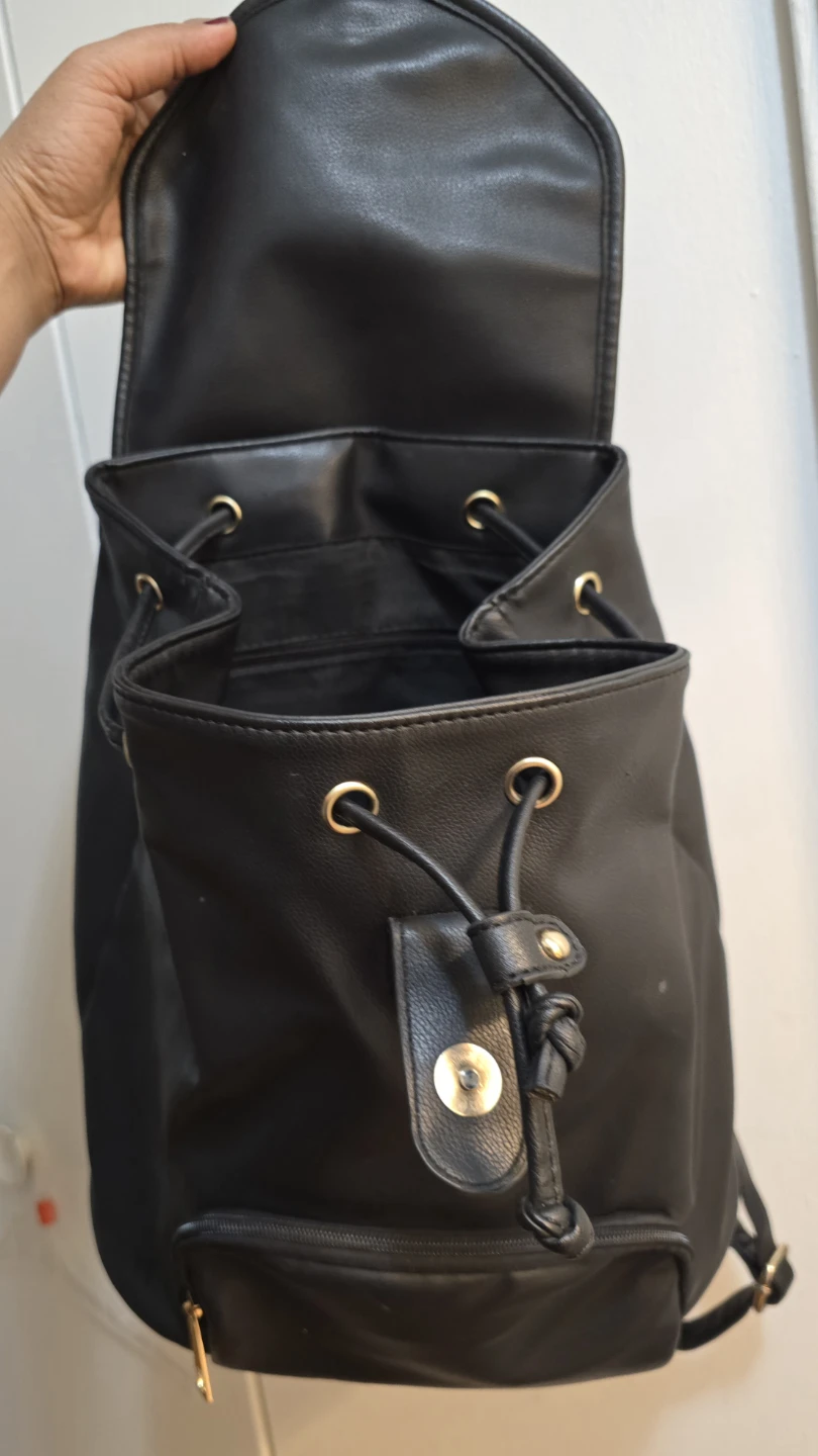 Black Faux Leather Backpack - photo 2