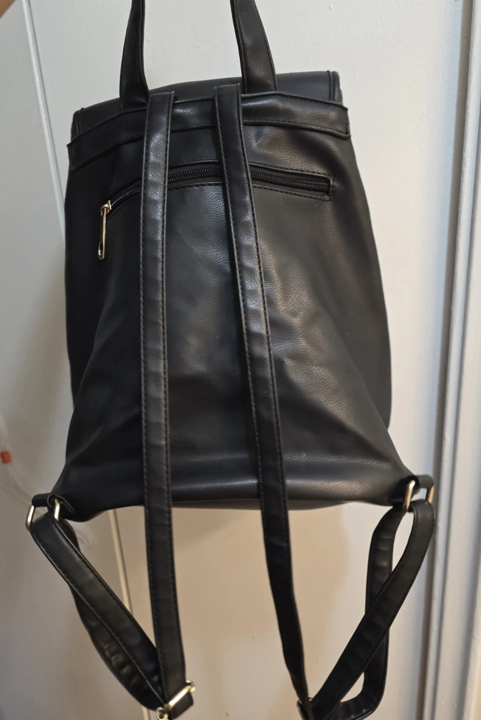Black Faux Leather Backpack - photo 3