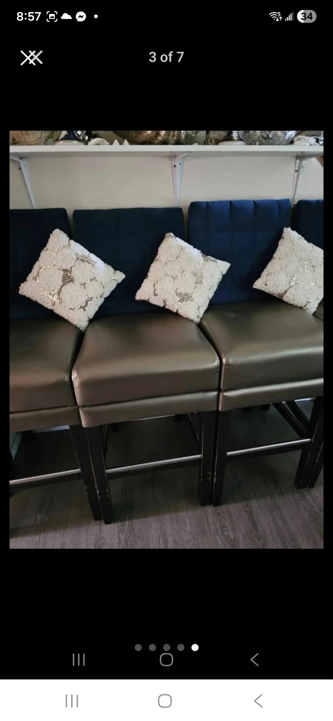 Set of 4 Faux Leather Bar Stools - photo 2