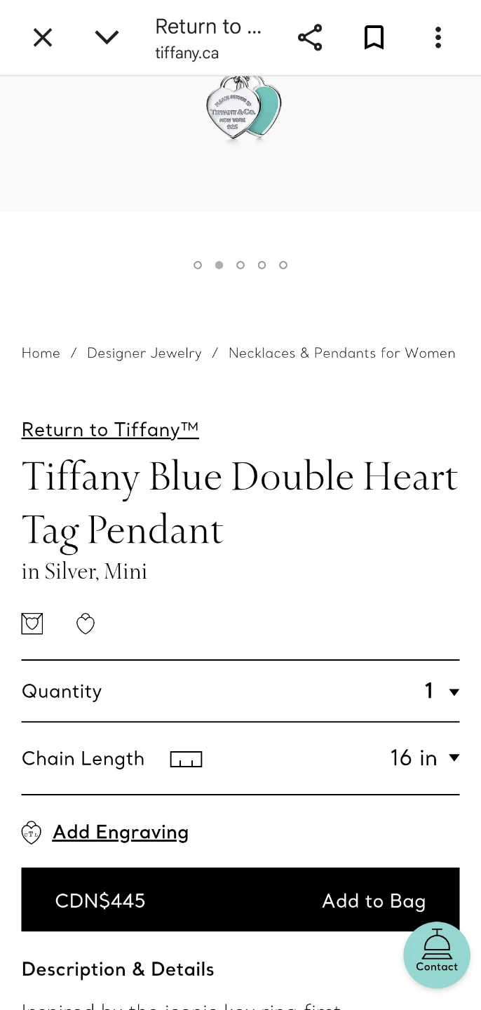 Tiffany & Co. Blue Double Heart Tag Pendant - photo 3