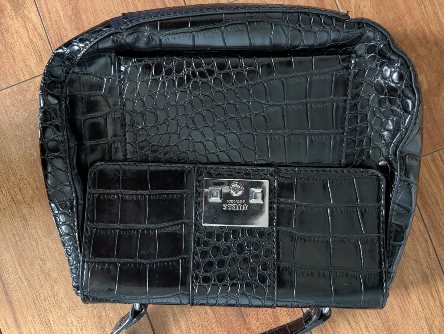 GUESS Black Faux Croc hand bag - photo 2