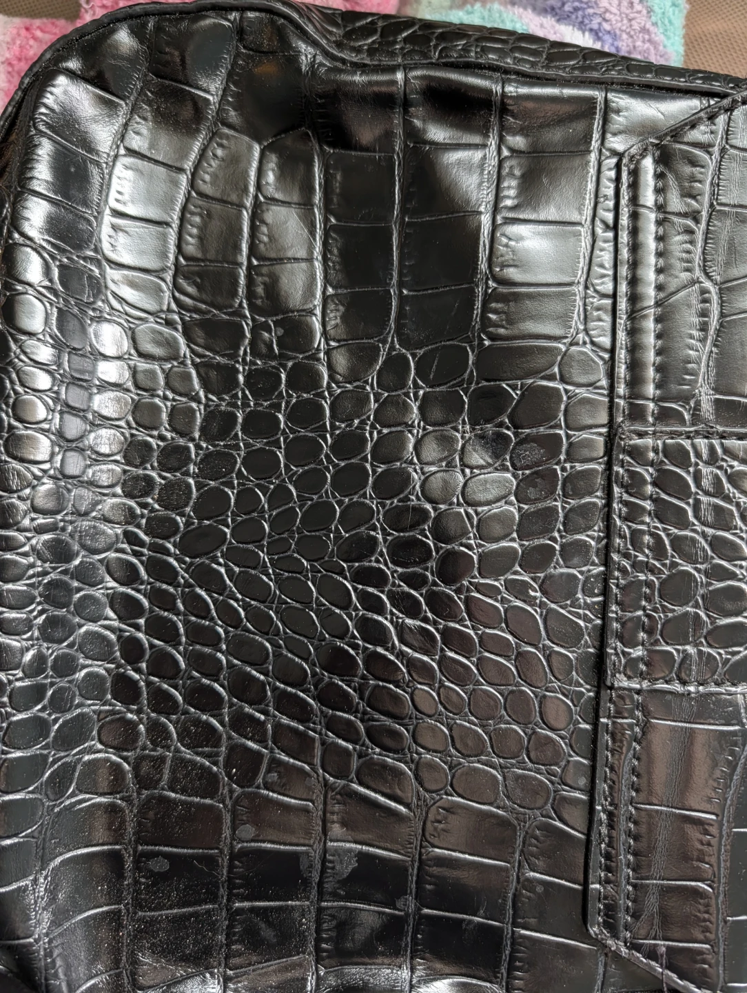 GUESS Black Faux Croc hand bag - photo 4