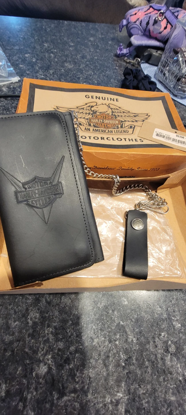 Harley-Davidson Black Leather Long Biker Wallet with Chain