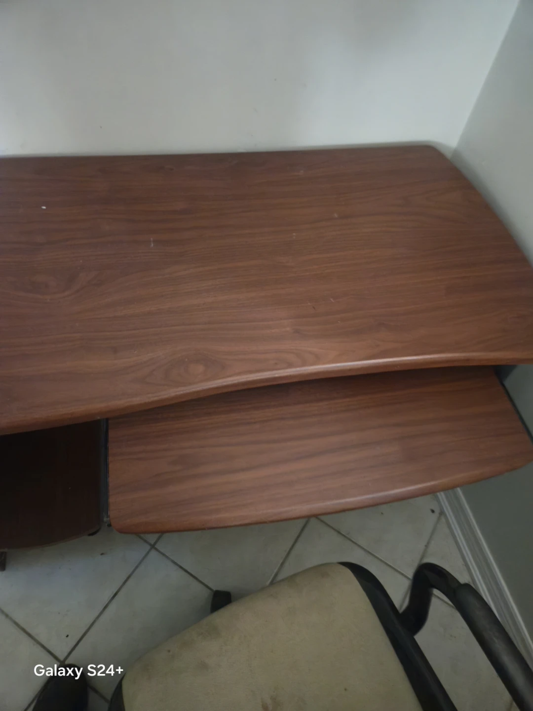 Wood Grain Computer Desk with Keyboard Tray - photo 2