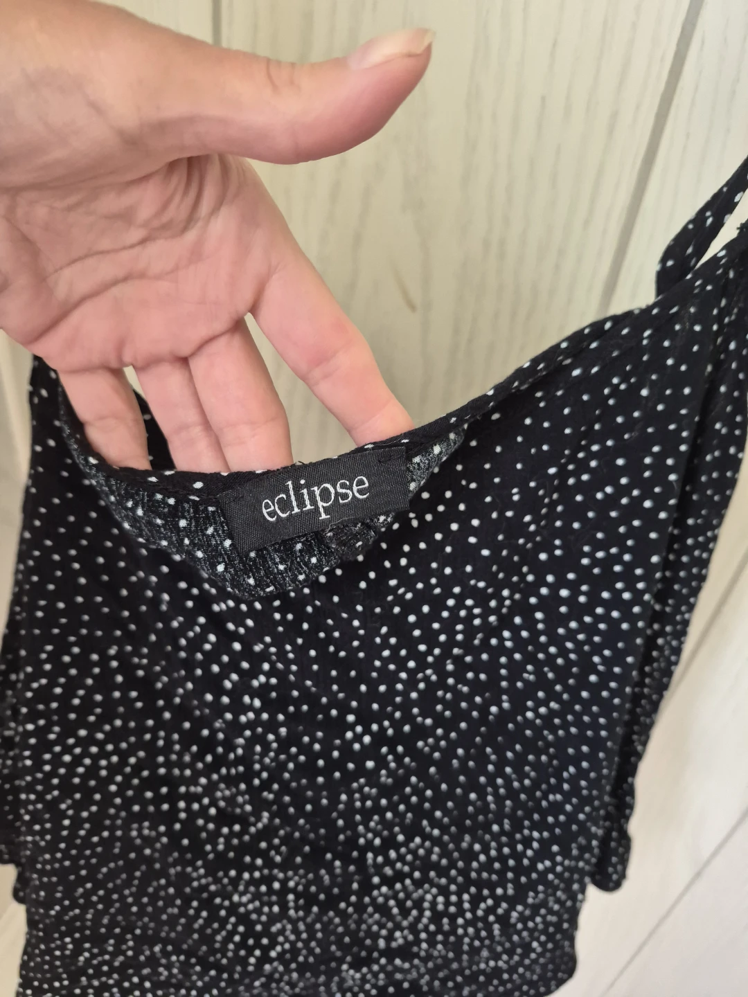 Eclipse Black Polka Dot Cold Shoulder Top - photo 2