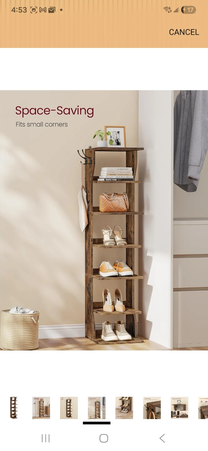 VASAGLE 7-Tier Vertical Shoe Rack with Hooks - photo 4