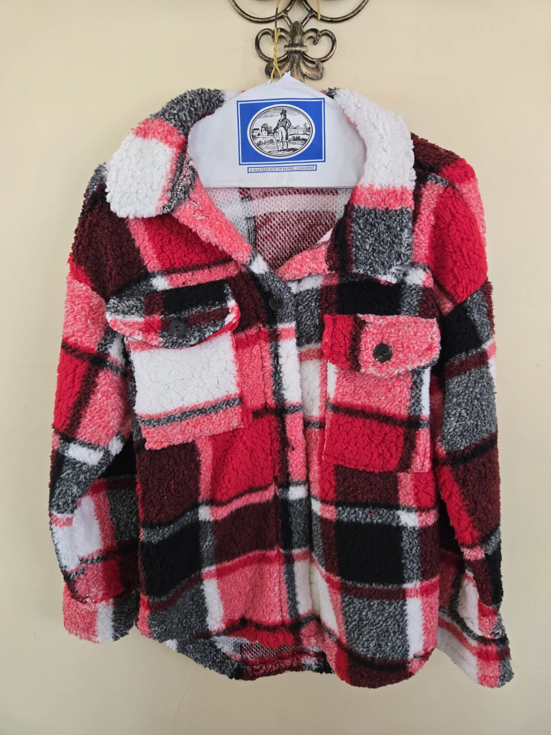 Love Women's Plaid Fleece Shirt Jacket Size M