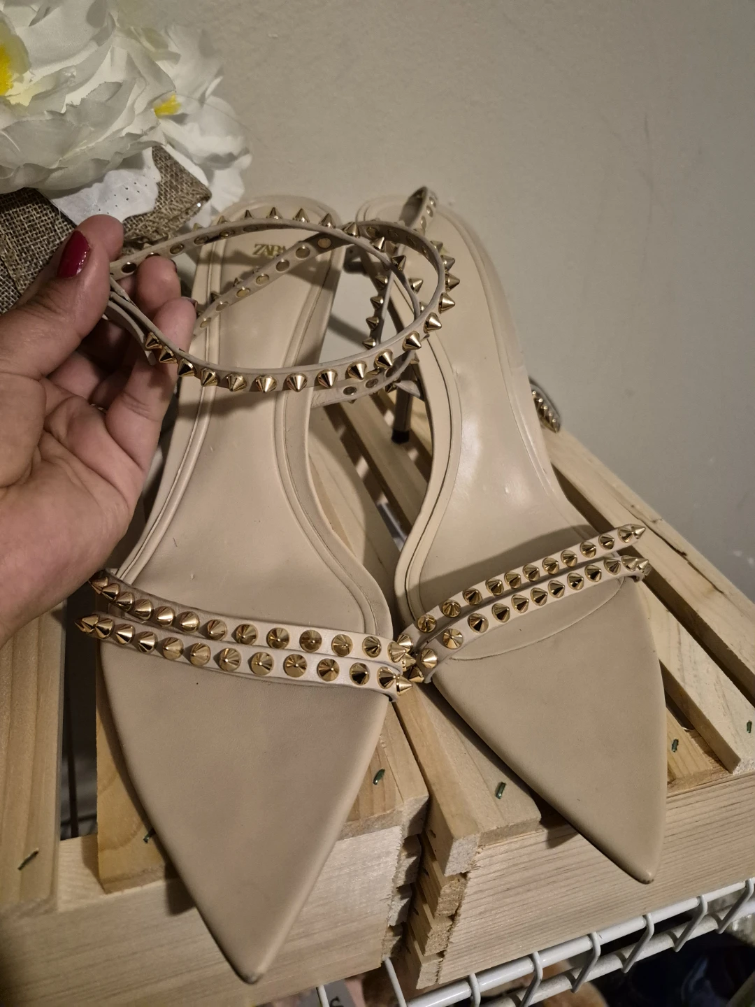 ZARA Studded Heeled Sandals - Size 42