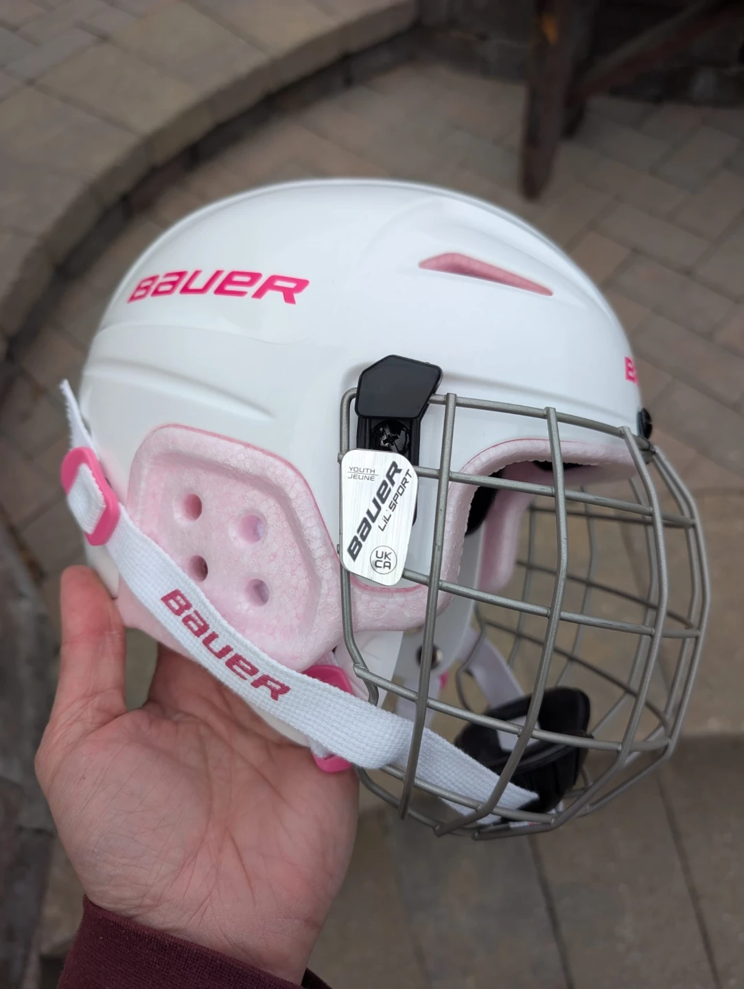 Bauer Lil' Sport Hockey Helmet & Cage Combo, Youth, White & Pink - photo 2