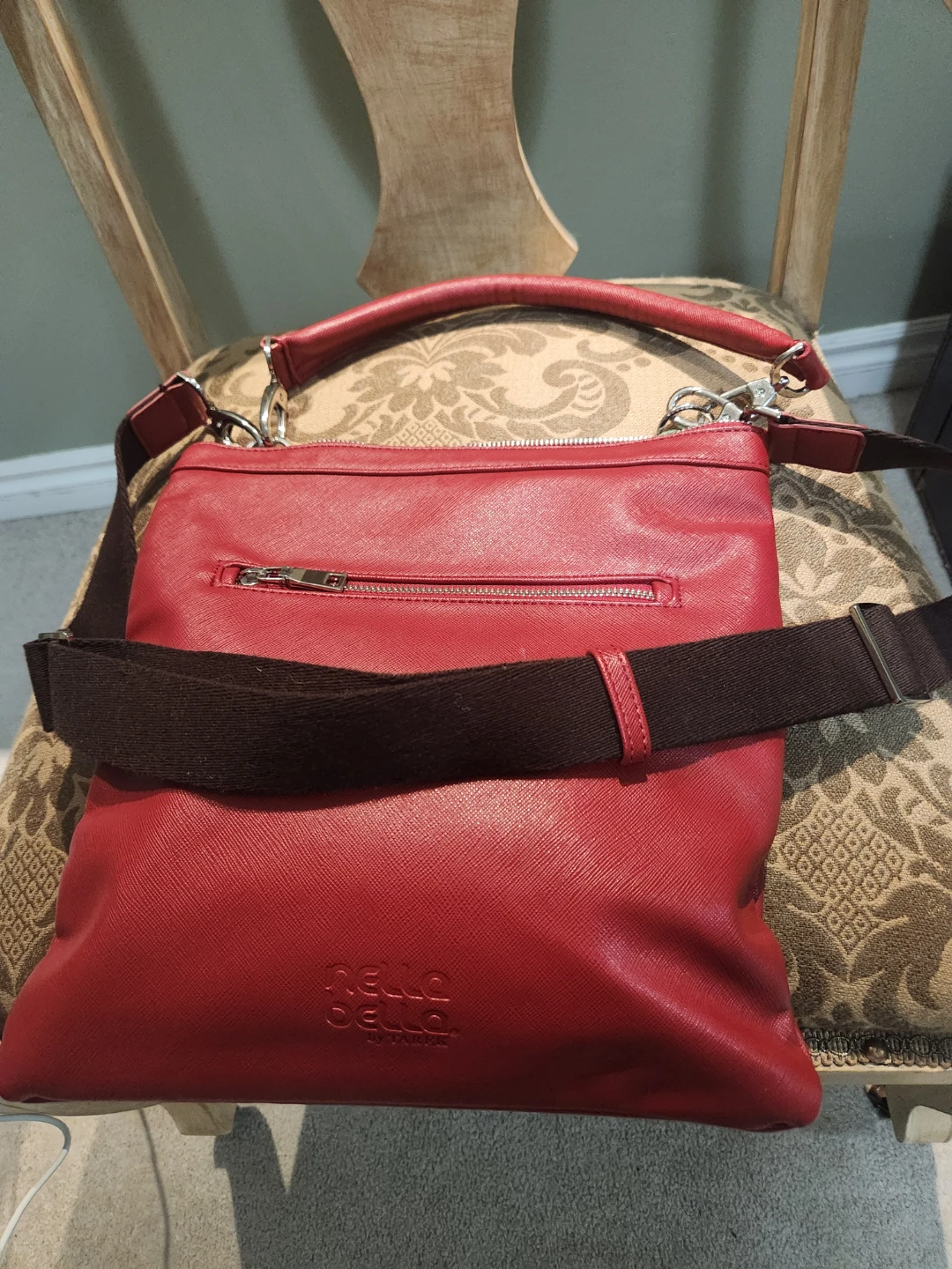 Nella Bella by Fendi Red Faux Leather Crossbody Bag