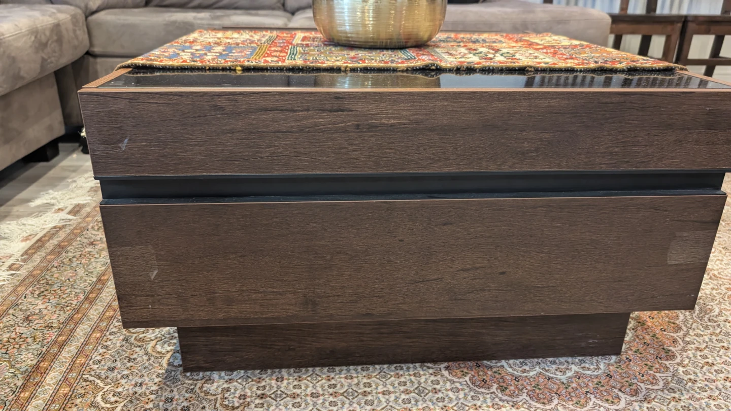 Dark Wood Lift-Top Coffee Table with Storage - photo 4