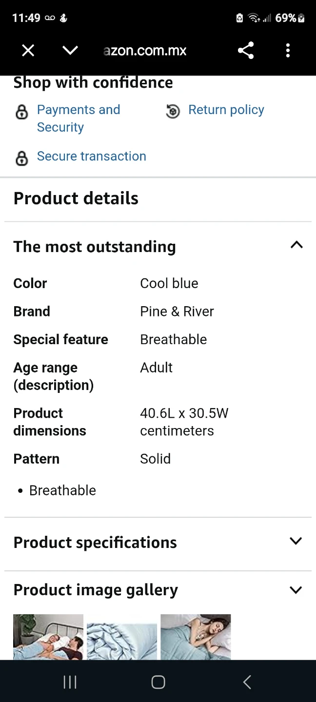 Pine & River Bamboo Glass Cool Blue 15lb Weighted Blanket - photo 2