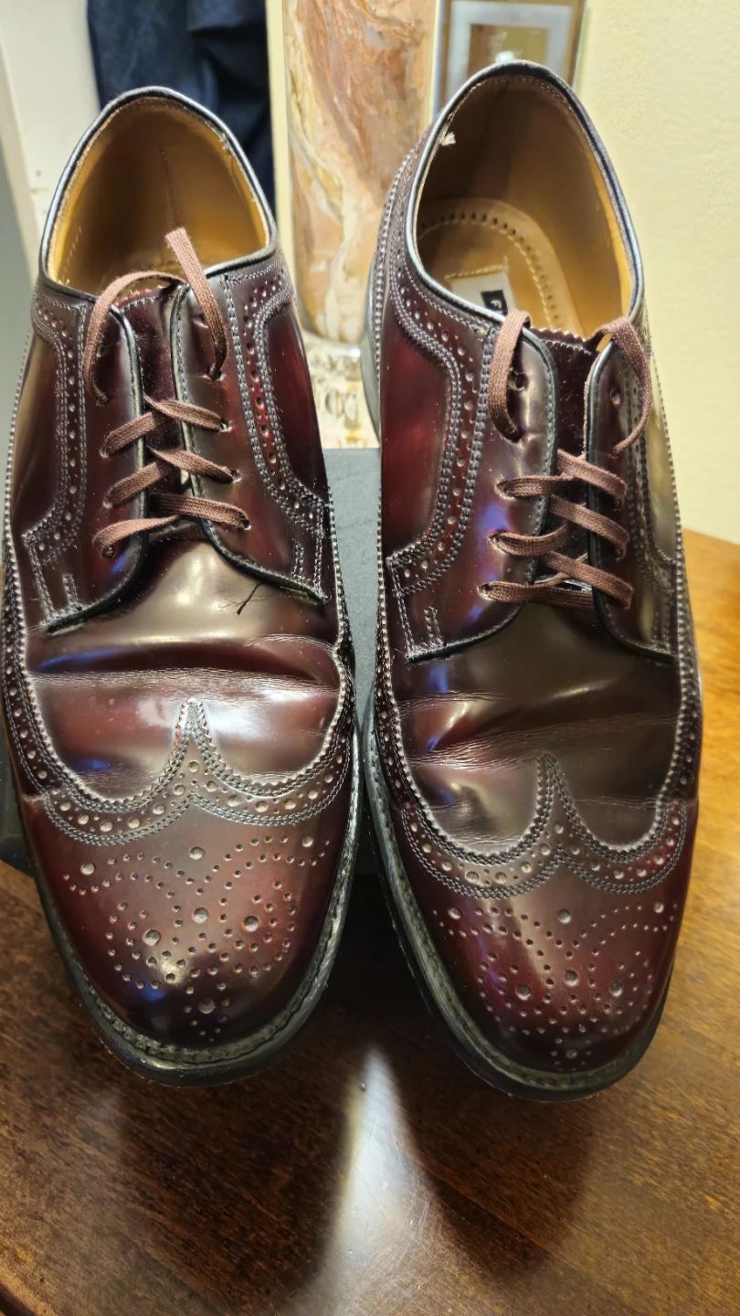 Men's Burgundy Wingtip Brogue Shoes