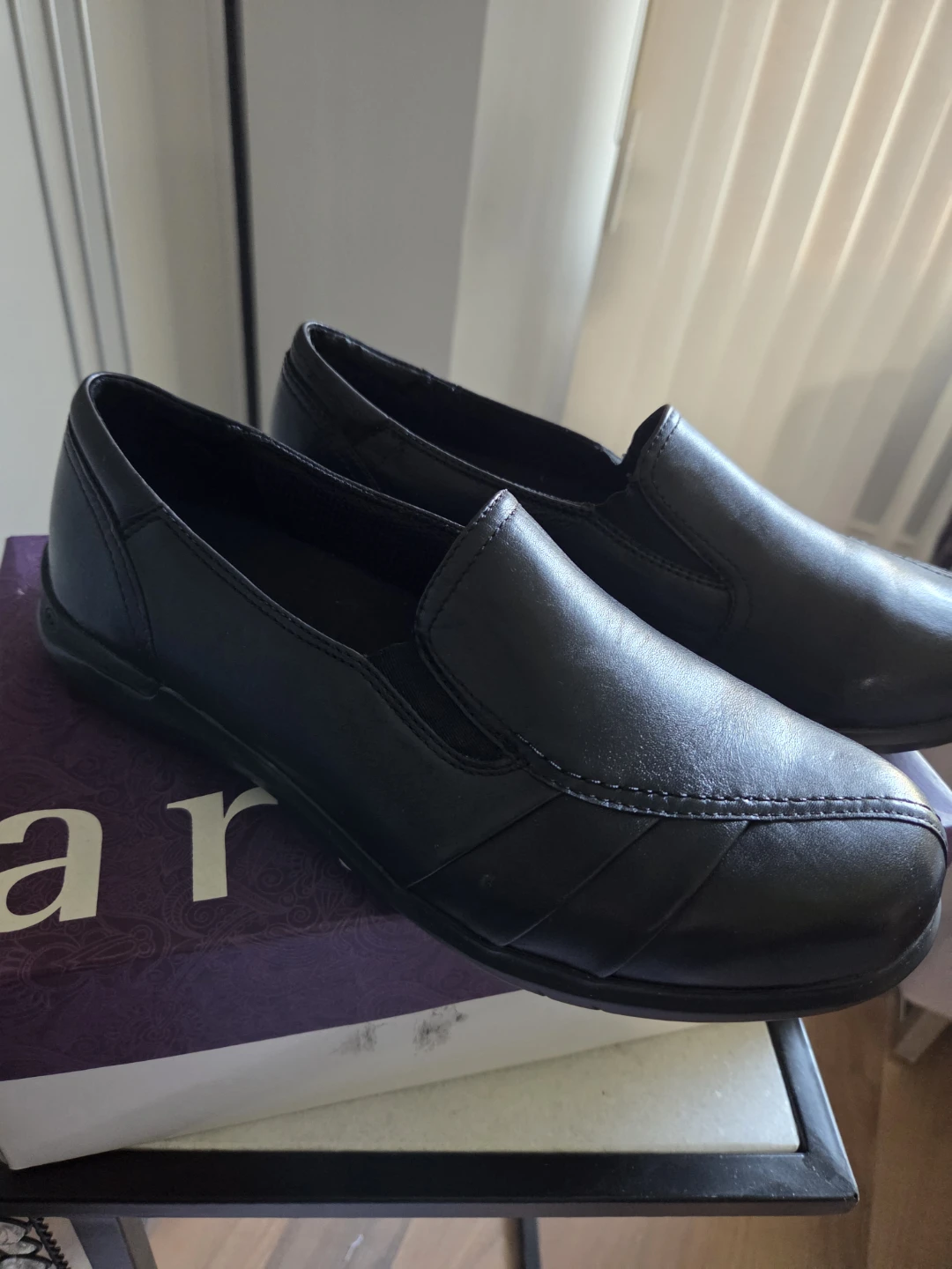 Aravon Women's Faith Loafers Size 9 Wide Black Leather
