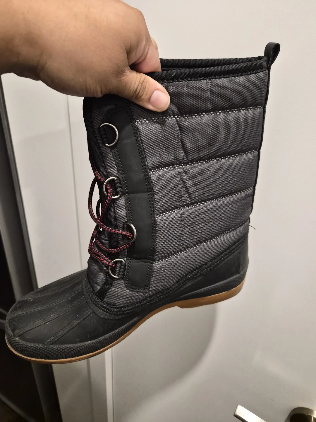 Women's Black & Grey Puffer Winter Boots Size 10