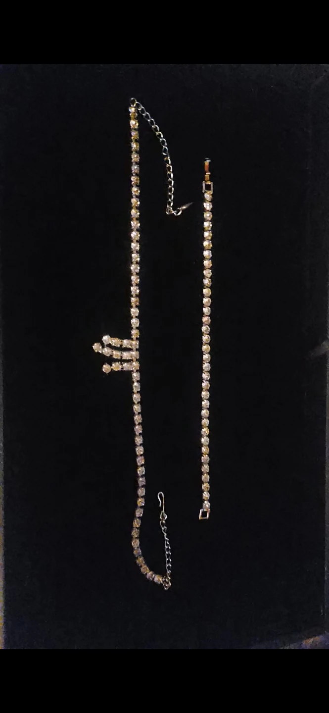 Vintage rhinestone Choker Necklace and Bracelet Set - photo 2