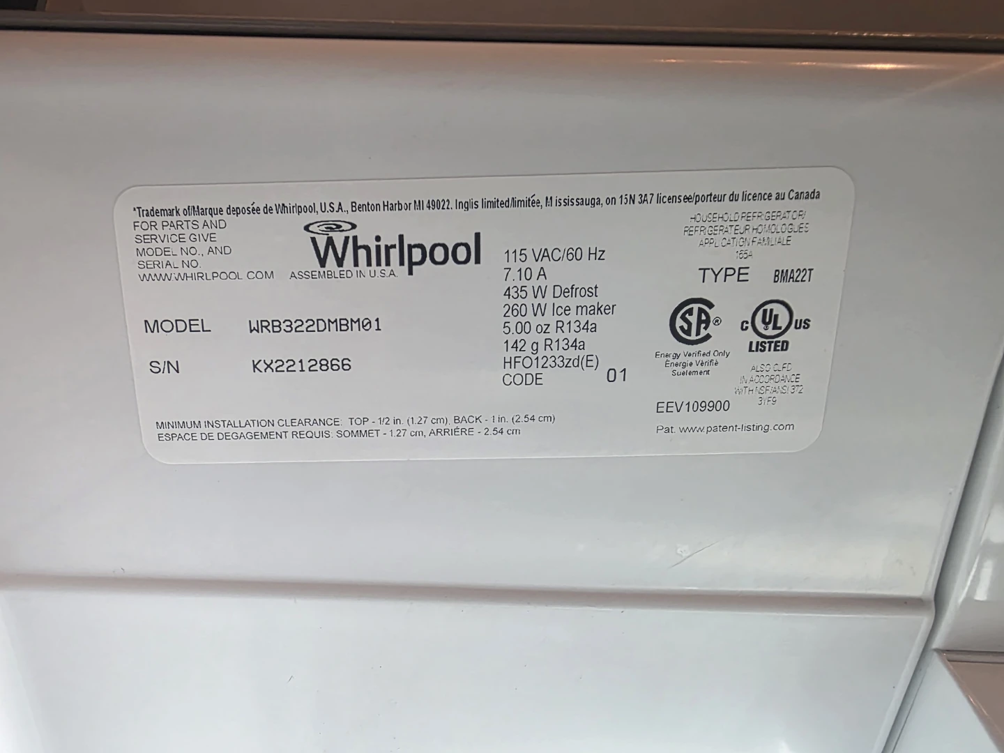 Whirlpool WRB322DMBM01 Stainless Steel Refrigerator - photo 4