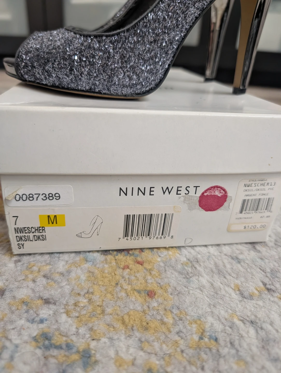 Nine West Glitter Peep-Toe Heels - Size 7M - photo 4