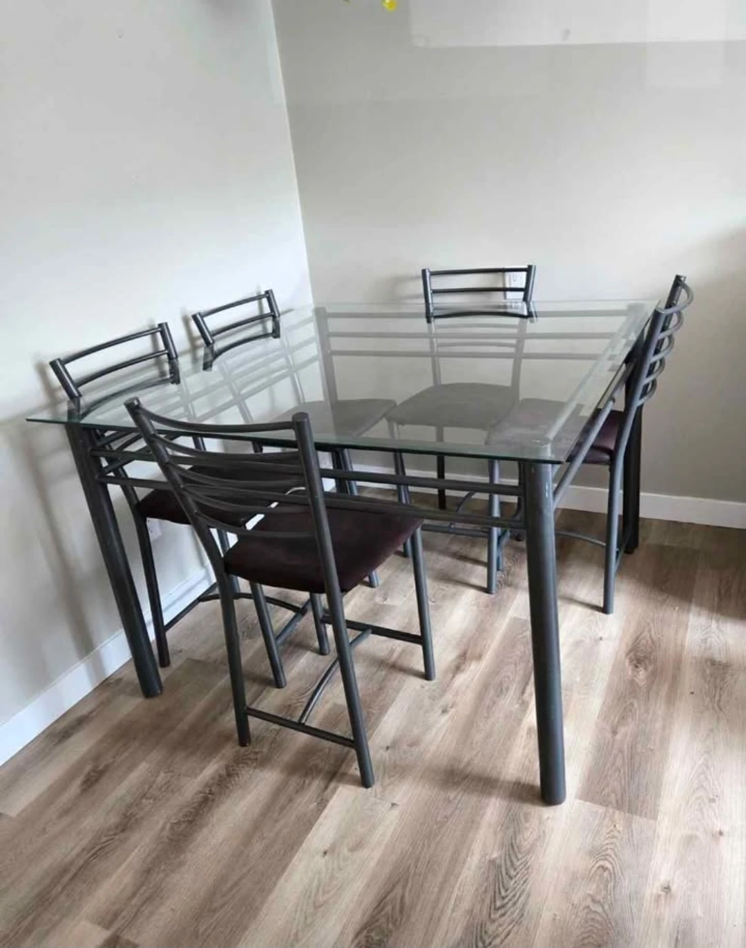 Glass Top Dining Set with 6 Chairs