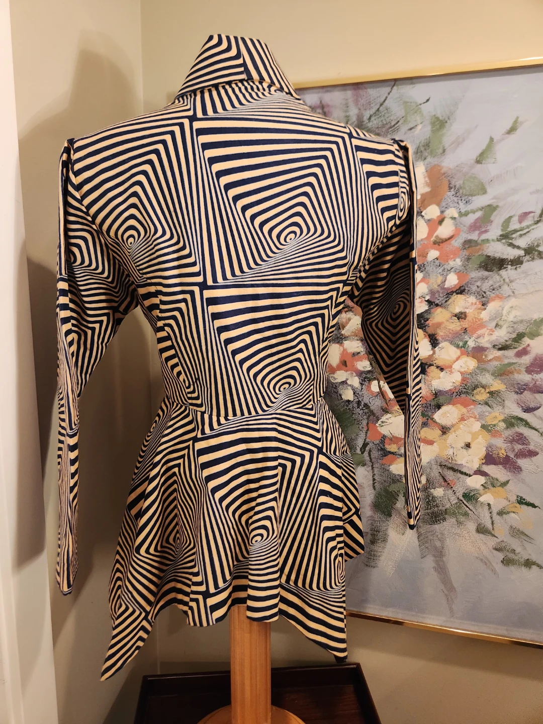 Women's Peplum Blazer Jacket Geometric Print - photo 2