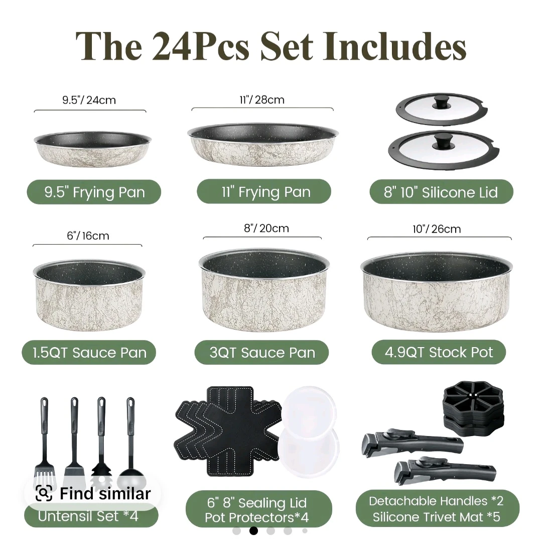 24-Piece Nonstick Cookware Set with Utensils