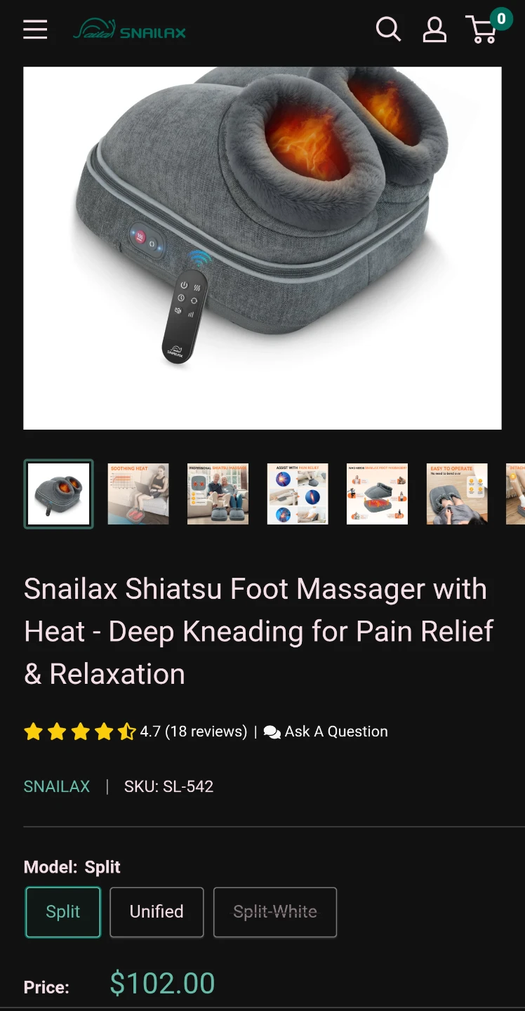 Brand New-Snailax Shiatsu Kneading Foot Massager