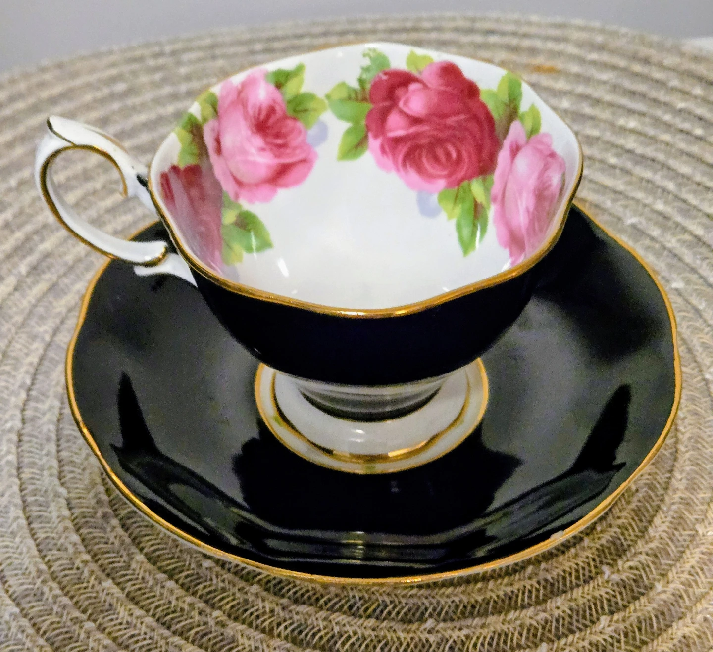 Rare Royal Albert Old English Rose Tea Cup+Saucer 1927