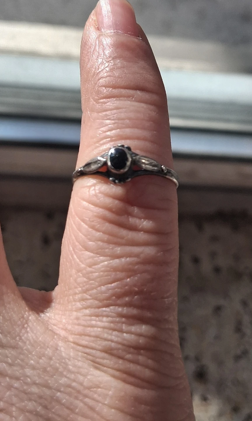 Sterling Silver Ring with Black Stone