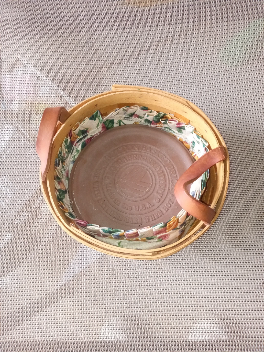 Longaberger Handwoven Button Basket with pottery inside Basket - photo 2