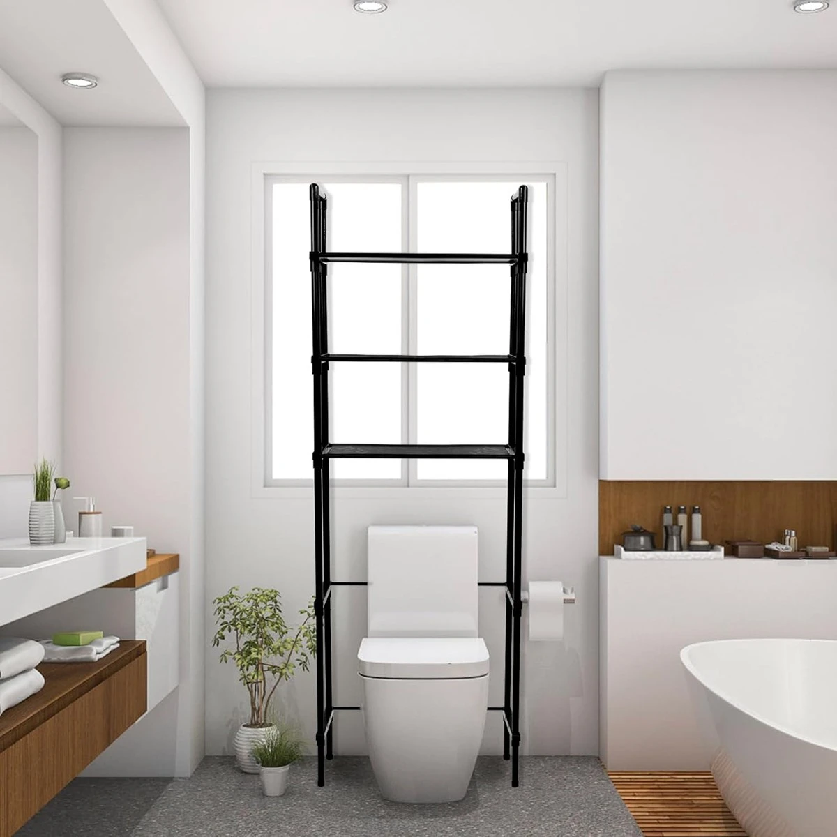 Black 3-Tier Over-the-Toilet Storage Shelf