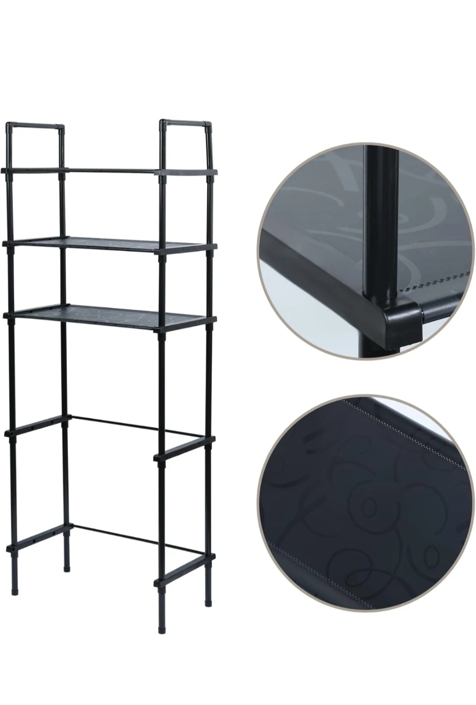 Black 3-Tier Over-the-Toilet Storage Shelf - photo 3