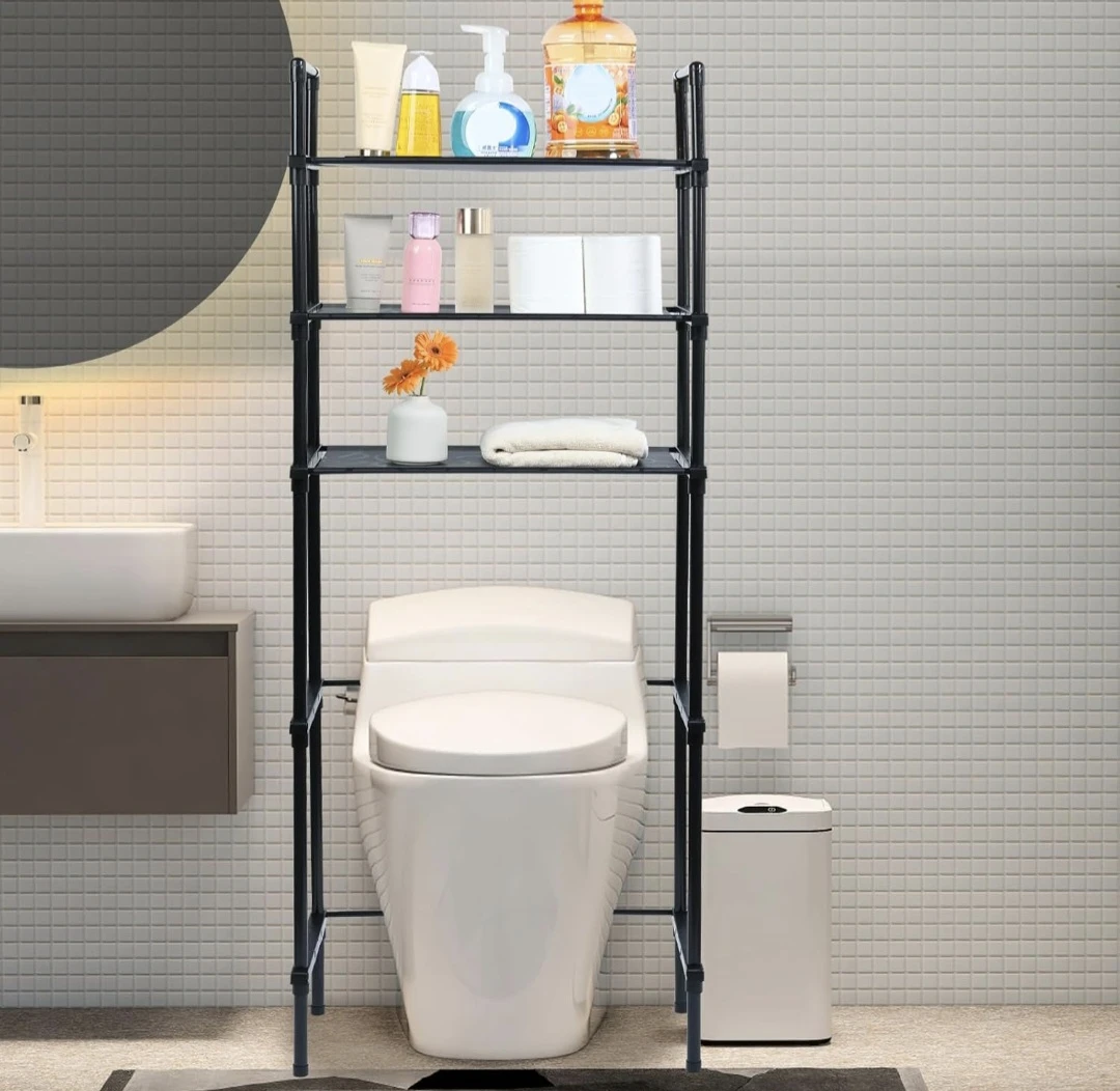 Black 3-Tier Over-the-Toilet Storage Shelf - photo 4