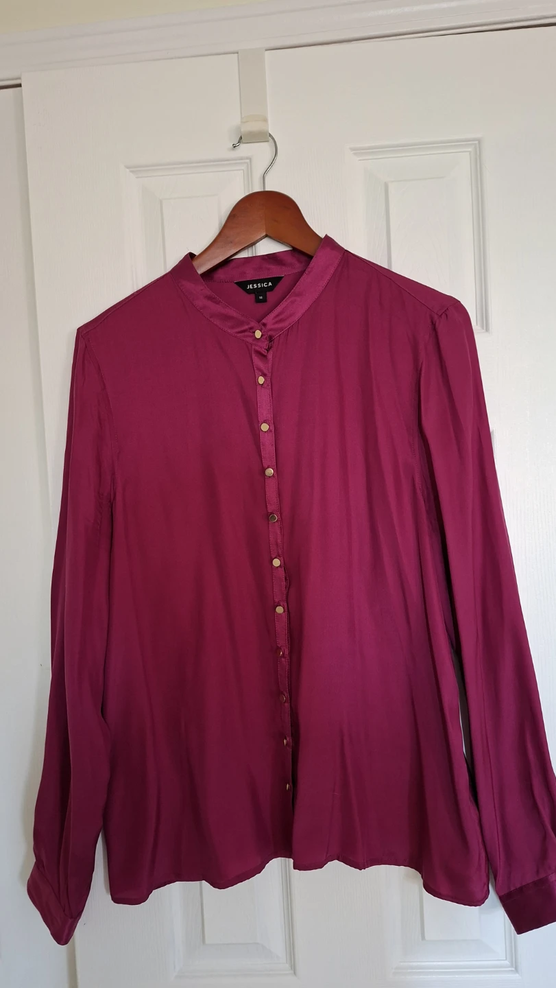 New Jessica Pink Button-Up Blouse Size 14