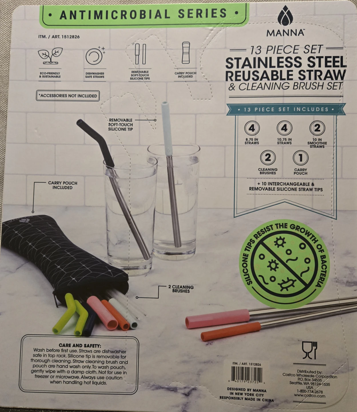Manna 13 Piece Stainless Steel Reusable Straw & Brush Set - photo 2