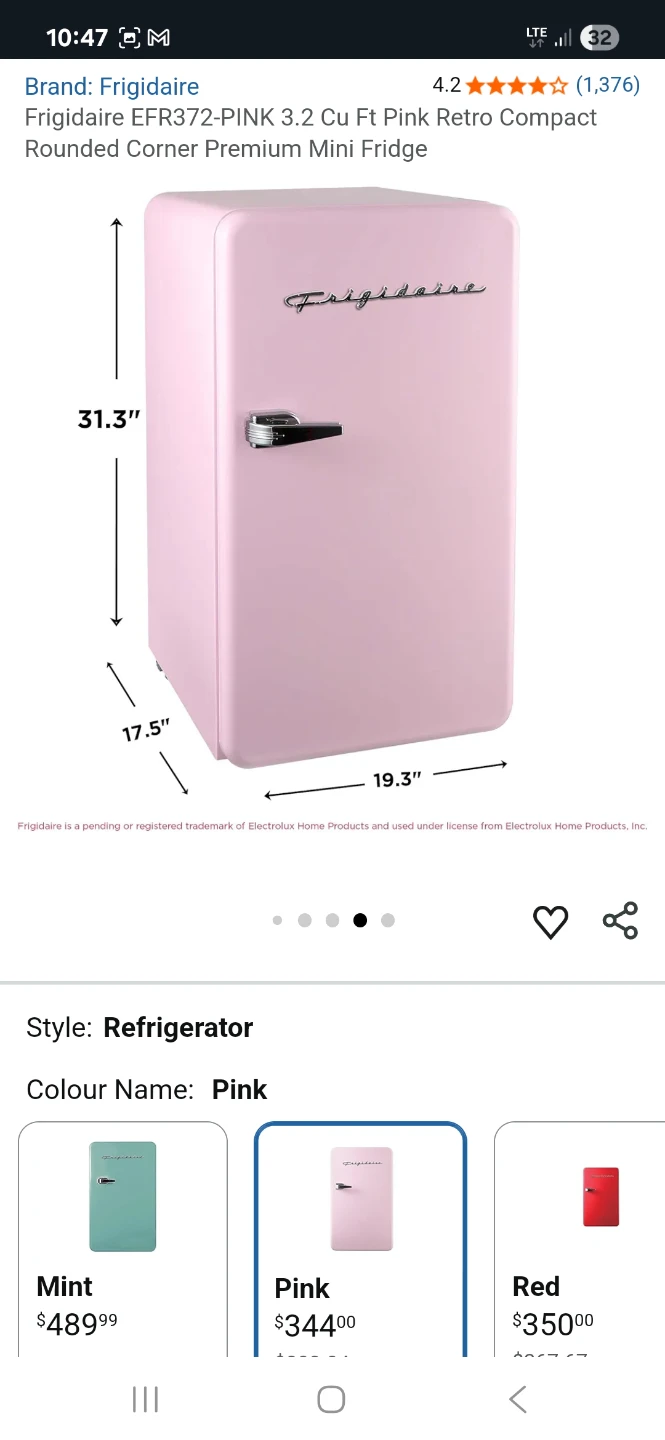 Frigidaire 3.2 Cu Ft Pink Retro Compact Rounded Corner Premium - photo 2