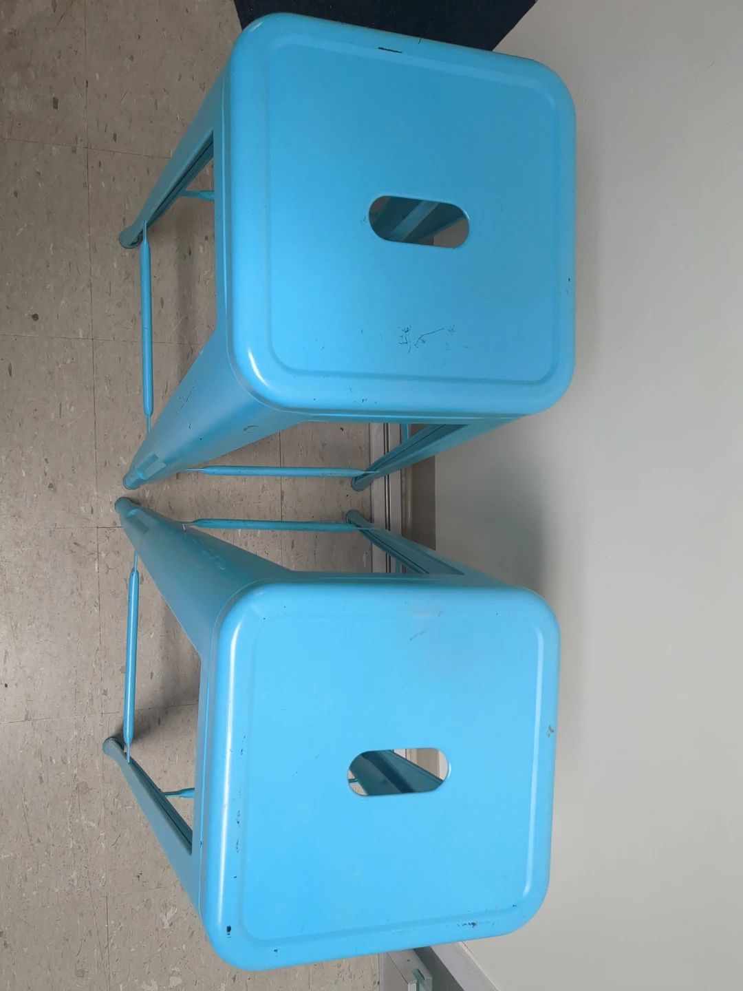 Set of 2 Blue Metal Counter Stools - photo 2