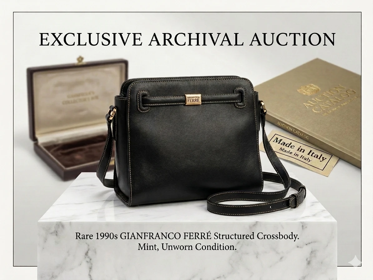 Pristine 1990s Gianfranco Ferré Structured Crossbody Handbag