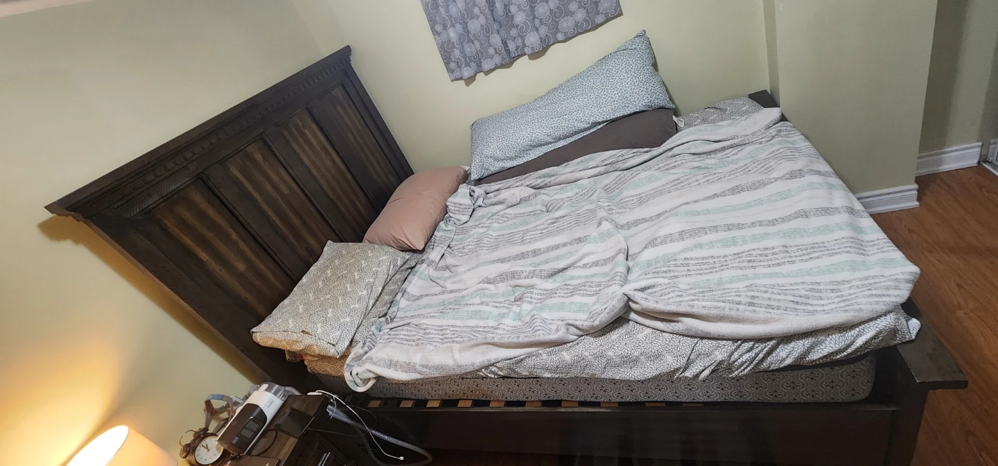 Dark Wood King Size Bed Frame with Headboard - photo 5
