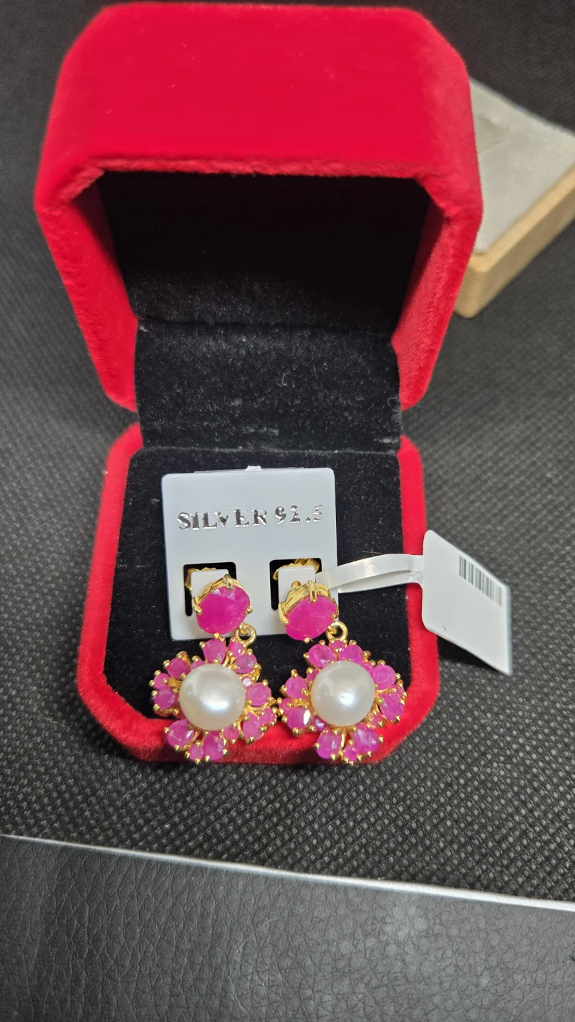 Natural Ruby and Fresh Water Pearl Earrings - photo 2