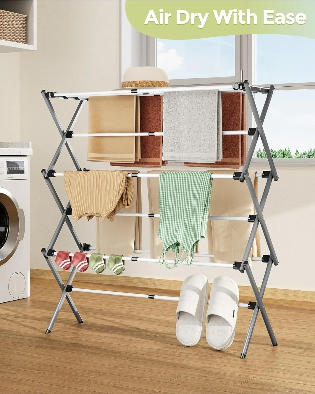 Expandable Drying Rack Clothes, 3 Tiers - photo 2