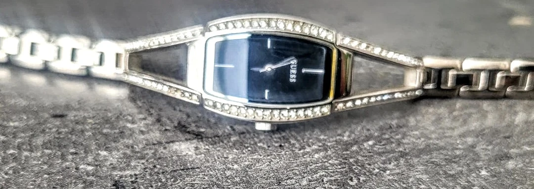 Guess Women's Watch - Silver Tone, Black Face