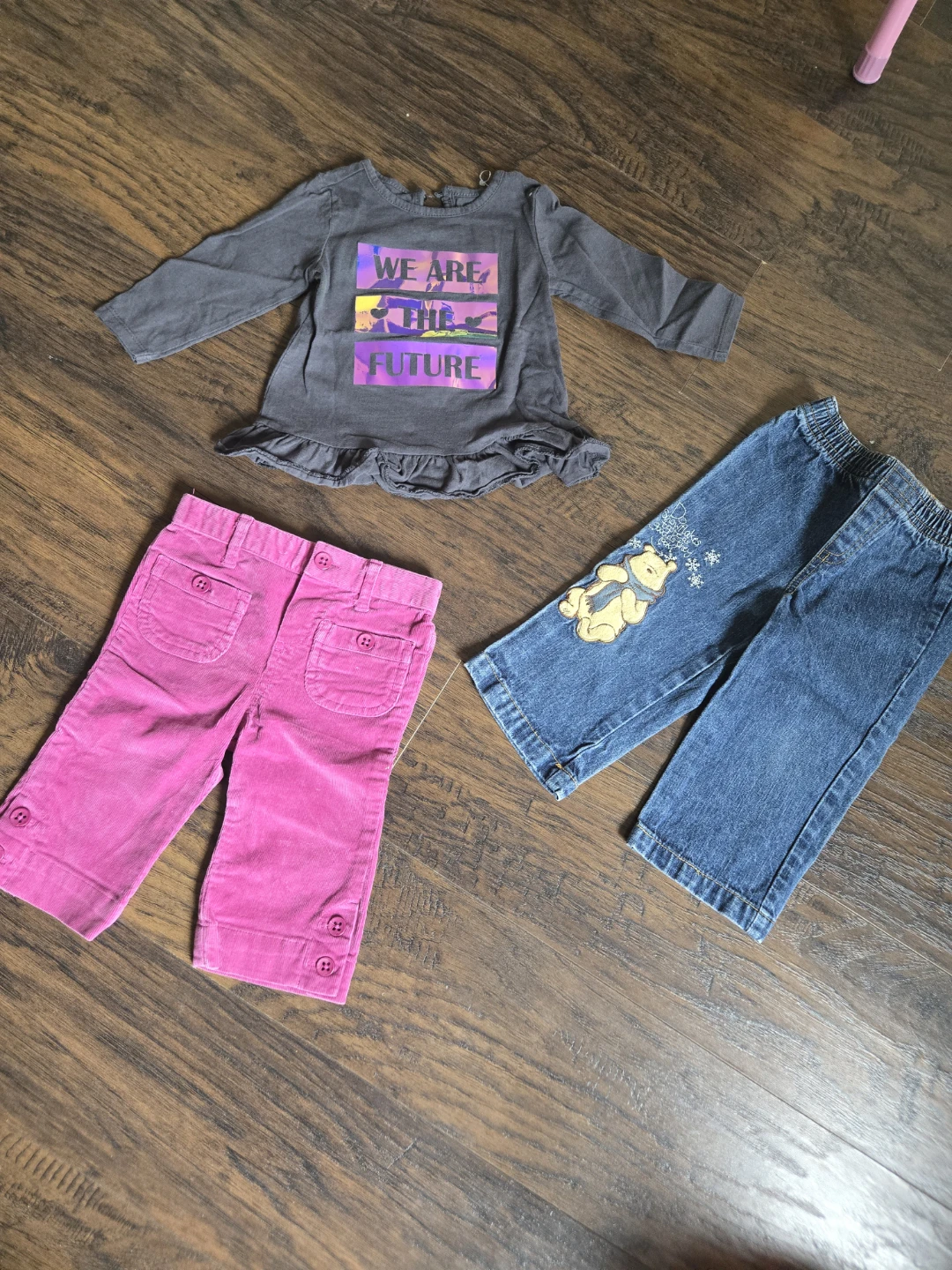 Toddler Clothes Bundle: Grey Graphic Top & Denim Jeans