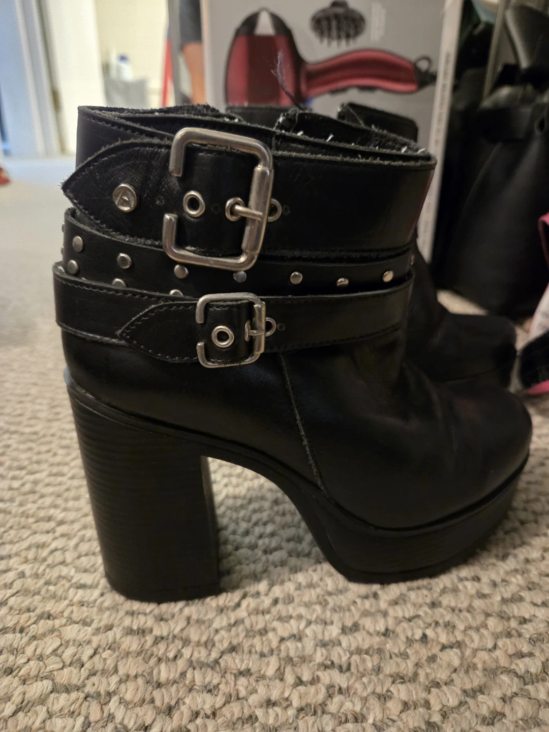 Genuine Leather Black Ankle Boots