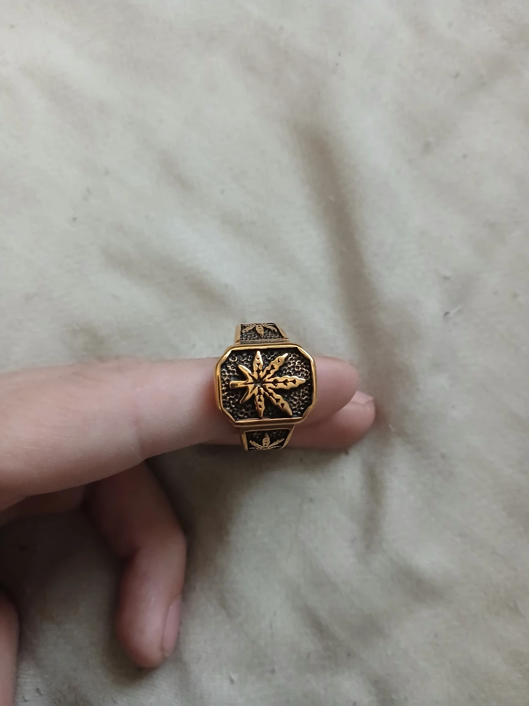 18K Gold Plated 316L Stainless Steel Leaf Ring