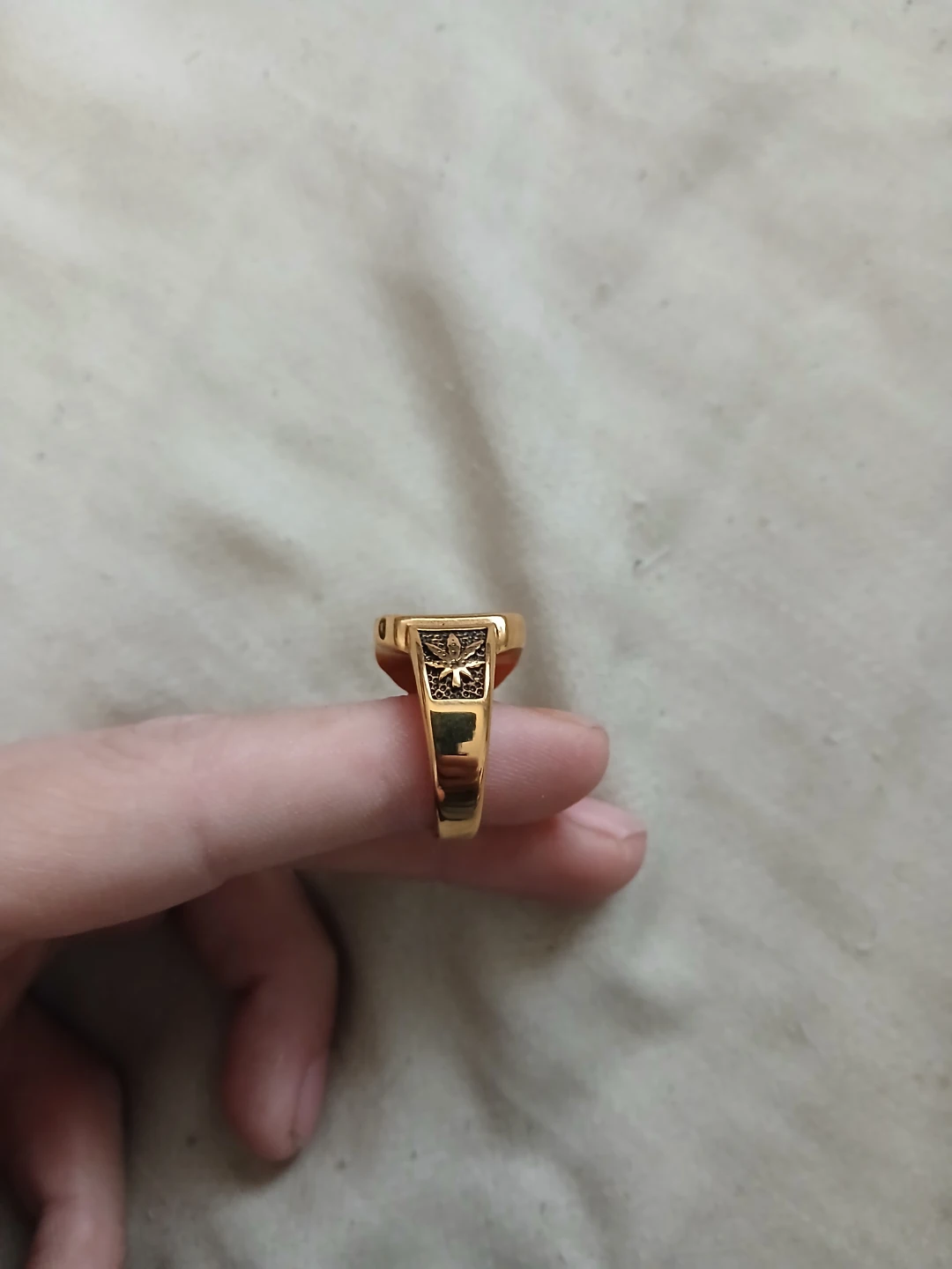 18K Gold Plated 316L Stainless Steel Leaf Ring - photo 3