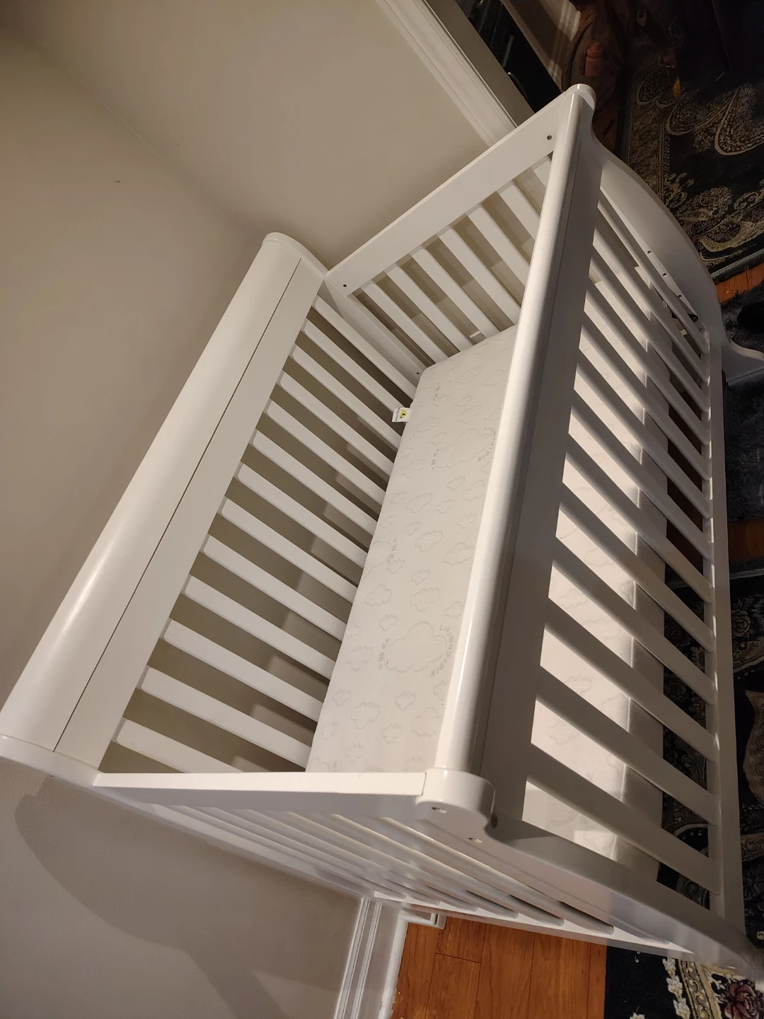 White Baby Crib with Mattress - photo 3