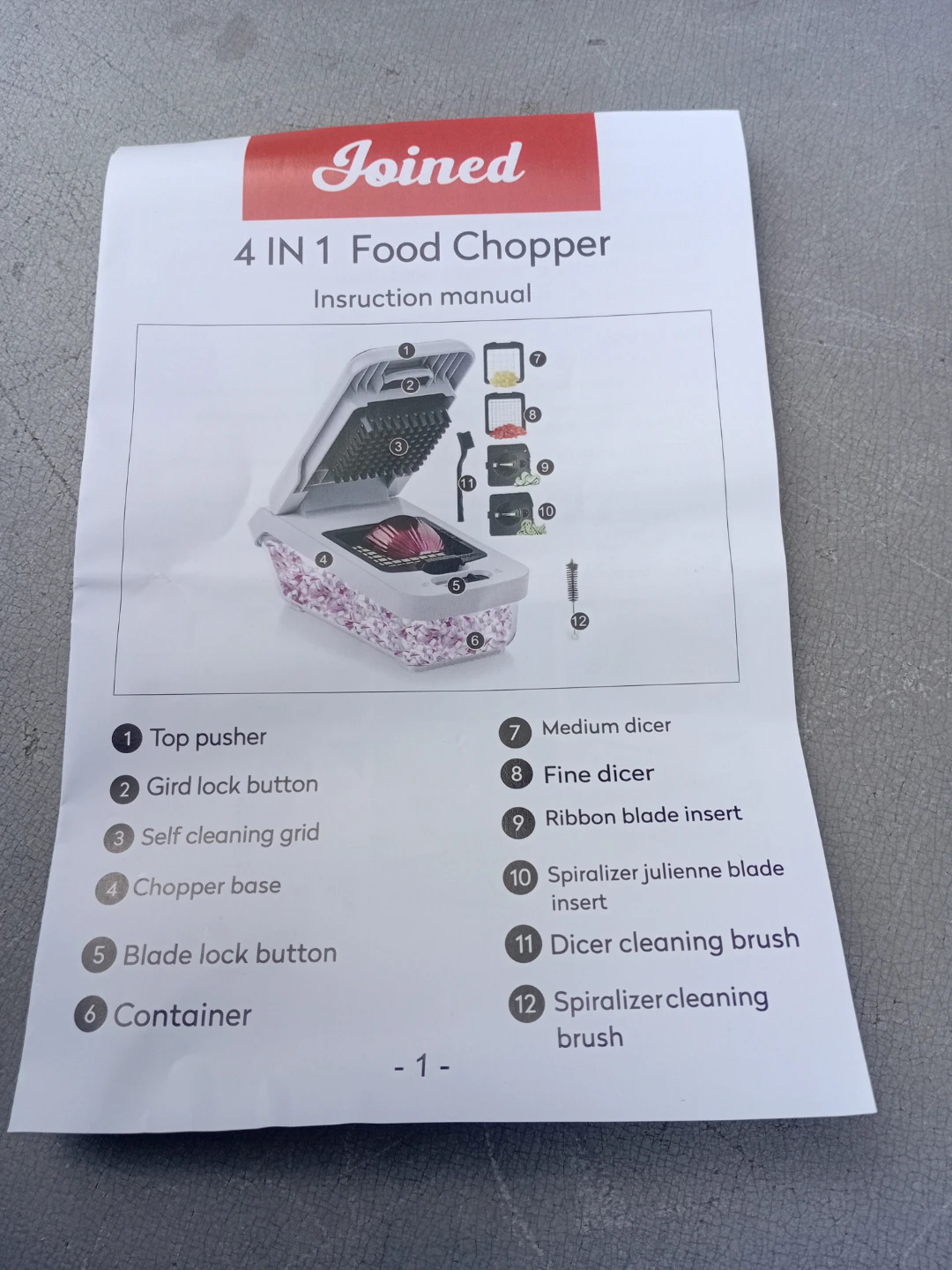 NEW!   Joined 4-in-1 Food Chopper