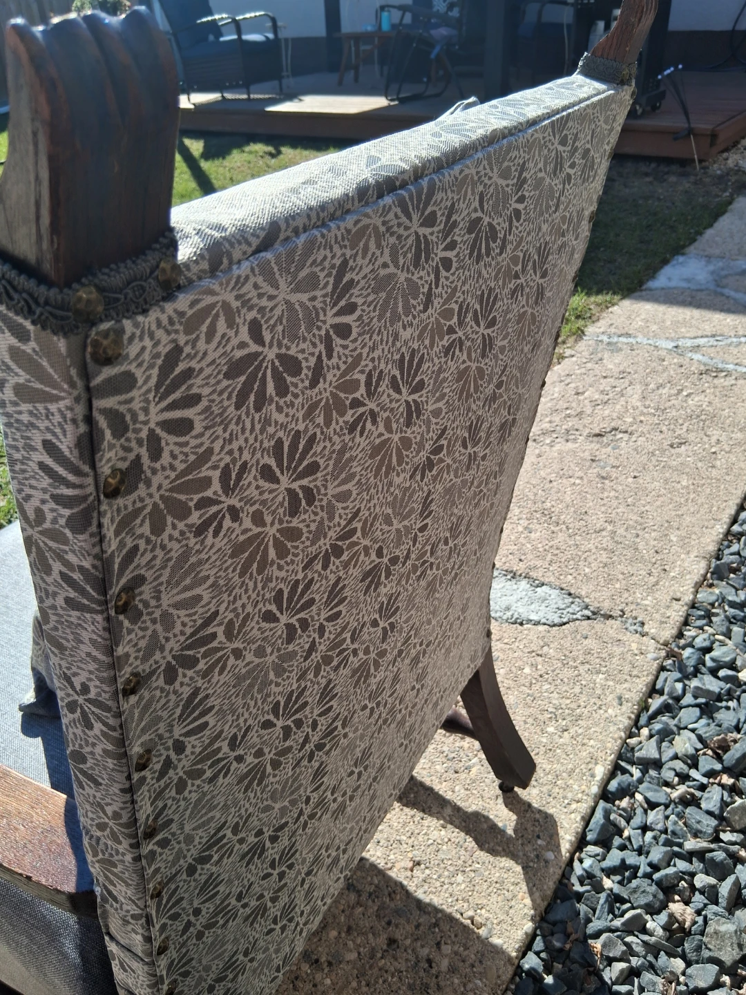New upholstery on antique solid oak chair - photo 4